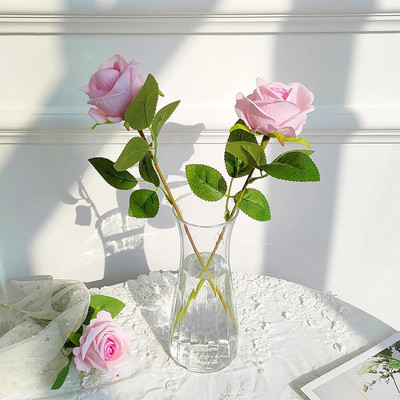 1/3/5 gab. Mākslīgo ziedu pušķis sarkans zīda viltus rožu zieds kāzu mājas galda dekorēšanai Ziemassvētku dāvanas Valentīna dienā
