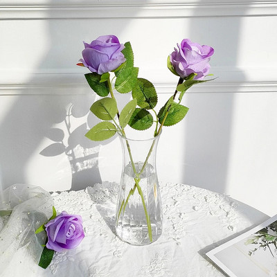 1/3/5 gab. Mākslīgo ziedu pušķis sarkans zīda viltus rožu zieds kāzu mājas galda dekorēšanai Ziemassvētku dāvanas Valentīna dienā