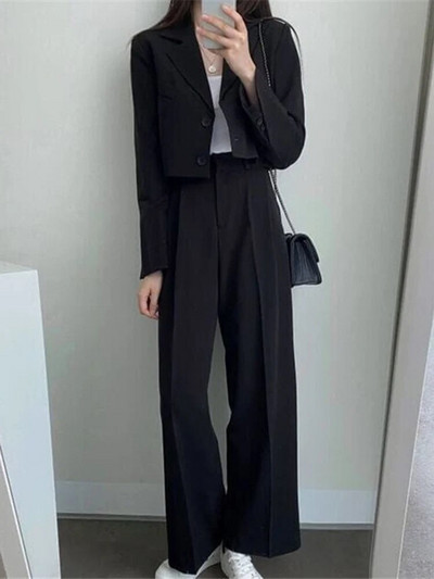 Sungtin biroja sieviešu žakešu kostīmi sievietēm gadījuma rakstura žaketi ar garām piedurknēm, brīvi bikšu komplekti pavasara rudens 2 daļ. komplekti sievietēm