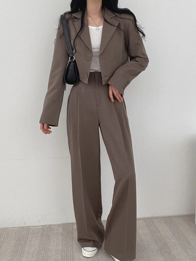 Sungtin biroja sieviešu žakešu kostīmi sievietēm gadījuma rakstura žaketi ar garām piedurknēm, brīvi bikšu komplekti pavasara rudens 2 daļ. komplekti sievietēm