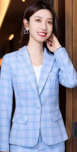 Női blézer és nadrágkosztüm Elegáns Rózsaszín Szürke Sárgabarack Kockás nadrág Női Hivatalos irodai munka üzleti 2 részes készlet