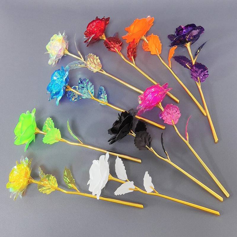 Meilė Valentino dienai 24K paauksuota rožių mini krištolinė rožių gėlė Naujųjų metų vestuvių paslaugos ir suvenyrai dovanų stalo dekoras