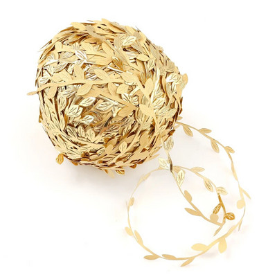 5 metara svilene prirode, zelenog zlata, umjetnog lišća, lišća vinove loze za dekoraciju kutije za vjenčanje, lišća, ručno izrađenog vijenca za izradu spomenara