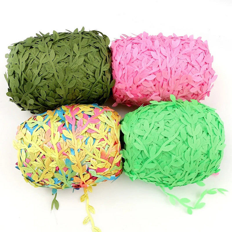 5 metara svilene prirode, zelenog zlata, umjetnog lišća, lišća vinove loze za dekoraciju kutije za vjenčanje, lišća, ručno izrađenog vijenca za izradu spomenara