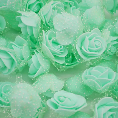 200/100P Mala lažna ruža s glavicama umjetnog ruža od tila od organze Lažni cvjetni ukrasi za vjenčanje/kućni buket s vijencima