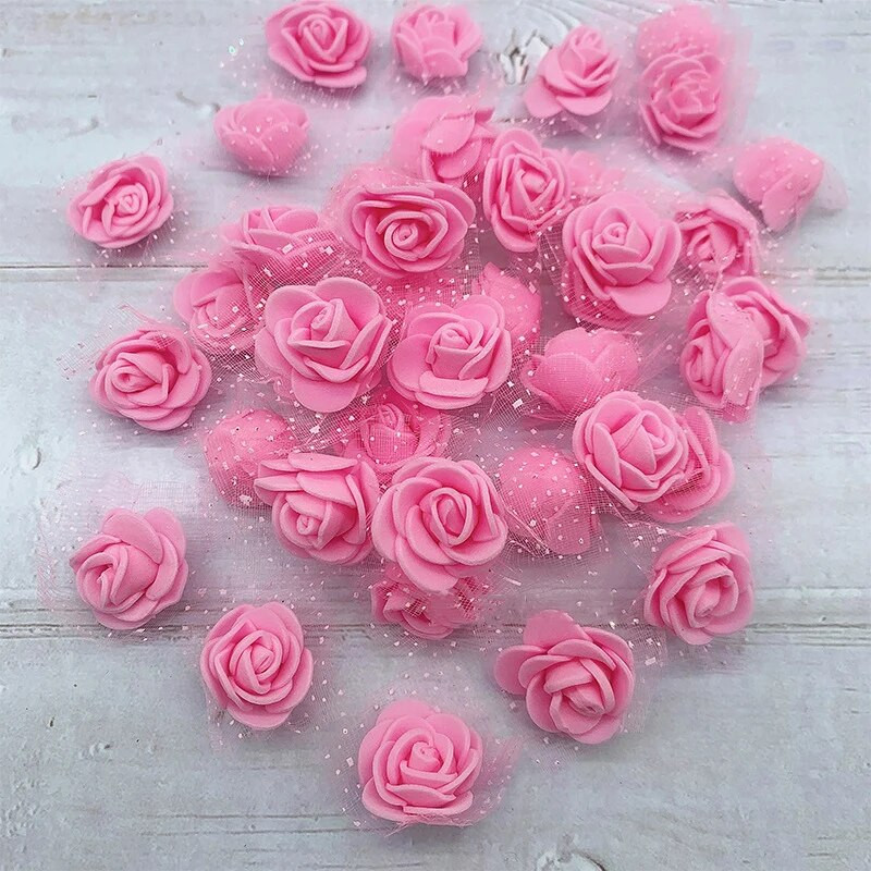 200/100P Mala lažna ruža s glavicama umjetnog ruža od tila od organze Lažni cvjetni ukrasi za vjenčanje/kućni buket s vijencima