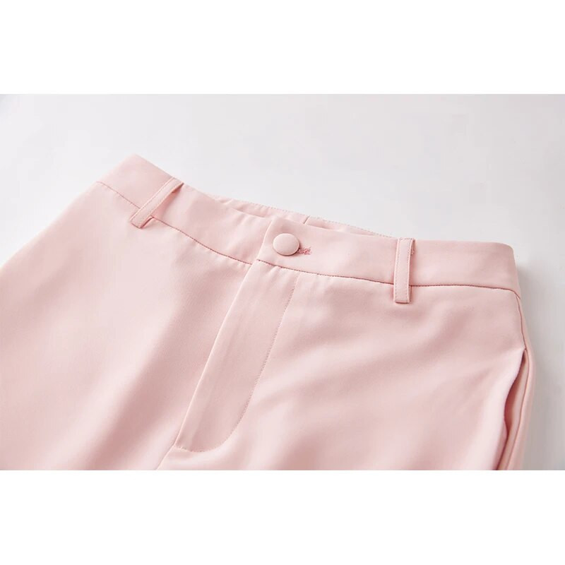 Elegantni američki ženski ulični ružičasti komplet hlača od 2 komada, luksuzni dizajnerski ženski kvalitetni blejzeri