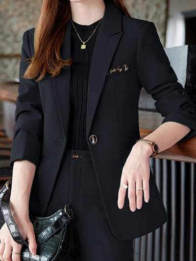 Női blézer nadrágkosztüm 2 részes szett irodai női elegáns alkalmi üzleti dzsekik + ceruzanadrág formális öltöny női ruhák