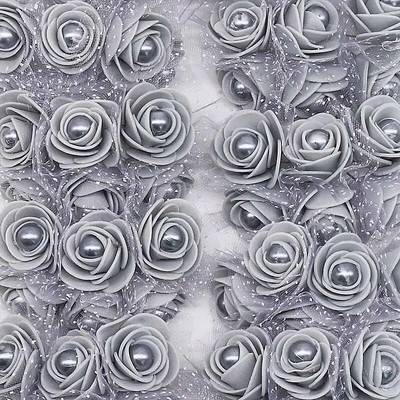 12/24/72 komada 3 cm umjetne mini pjenaste ruže cvijeće s čipkastim bisernim perlama za dekoraciju vjenčanja DIY mladenkin vijenac Scrapbooking rukotvorine