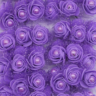 12/24/72 komada 3 cm umjetne mini pjenaste ruže cvijeće s čipkastim bisernim perlama za dekoraciju vjenčanja DIY mladenkin vijenac Scrapbooking rukotvorine