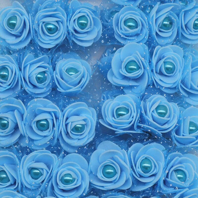 12/24/72 komada 3 cm umjetne mini pjenaste ruže cvijeće s čipkastim bisernim perlama za dekoraciju vjenčanja DIY mladenkin vijenac Scrapbooking rukotvorine