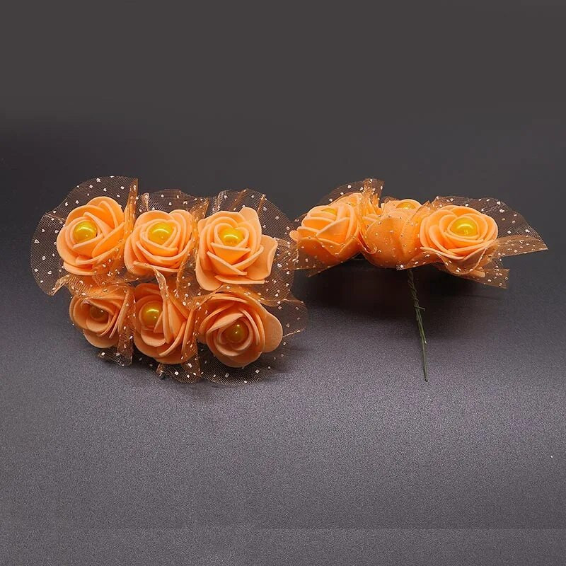 12/24/72 komada 3 cm umjetne mini pjenaste ruže cvijeće s čipkastim bisernim perlama za dekoraciju vjenčanja DIY mladenkin vijenac Scrapbooking rukotvorine