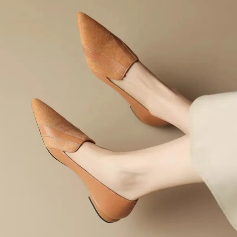 Moteriški smailūs smailūs pirštai, slydimas ant Oksfordo batų Patchwork valčių batai moterims žemakulniai Suknelė Batai Pavasaris Ruduo Nauja 1658N