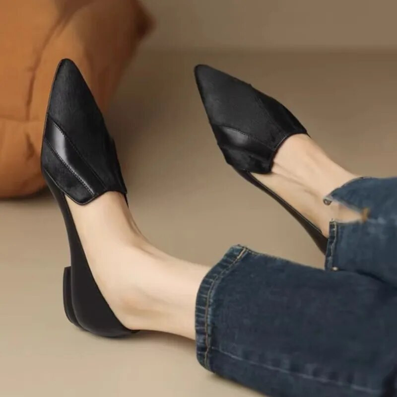 Moteriški smailūs smailūs pirštai, slydimas ant Oksfordo batų Patchwork valčių batai moterims žemakulniai Suknelė Batai Pavasaris Ruduo Nauja 1658N