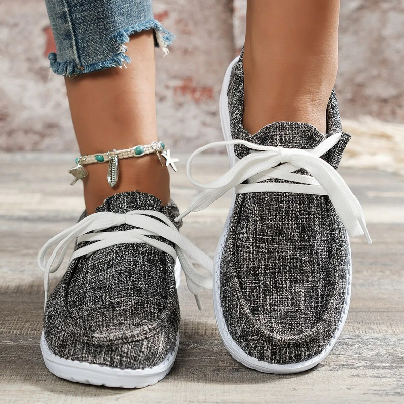Žakarda vīriešu apavi Sieviešu ikdienišķas, plakanas kurpes Sieviešu īpaši vieglas uzvelkamas audekla kedas