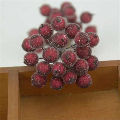 20 komada Mini Dvostruke glave Umjetne staklene bobice Nar Buket crvene trešnje Prašnici Božićni ukrasi DIY obrt Lažno voće