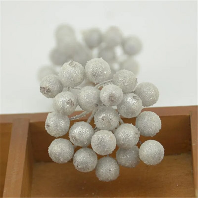 20 komada Mini Dvostruke glave Umjetne staklene bobice Nar Buket crvene trešnje Prašnici Božićni ukrasi DIY obrt Lažno voće