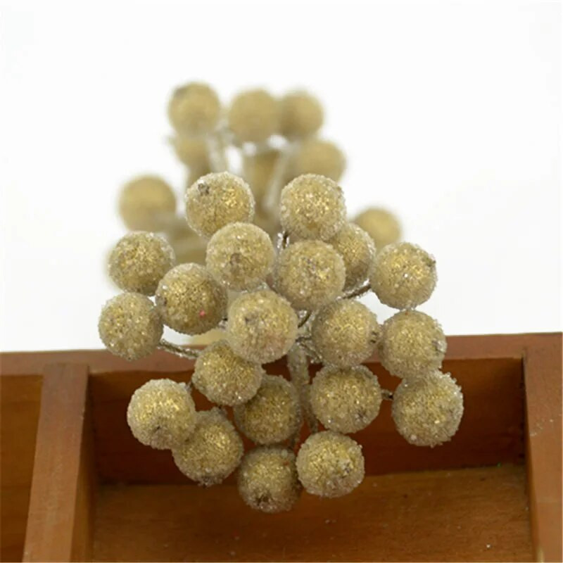 20 komada Mini Dvostruke glave Umjetne staklene bobice Nar Buket crvene trešnje Prašnici Božićni ukrasi DIY obrt Lažno voće