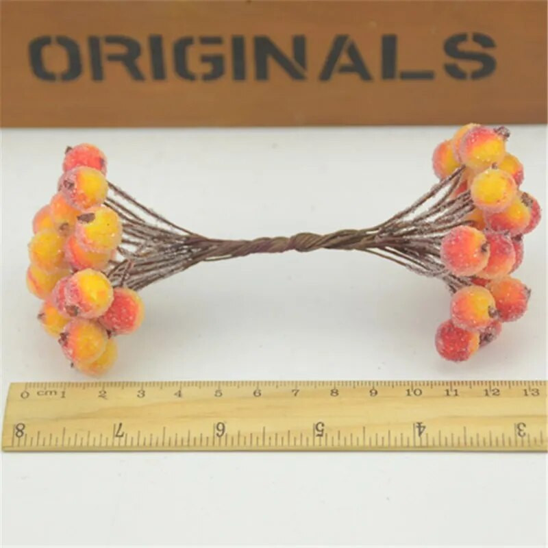 20 komada Mini Dvostruke glave Umjetne staklene bobice Nar Buket crvene trešnje Prašnici Božićni ukrasi DIY obrt Lažno voće