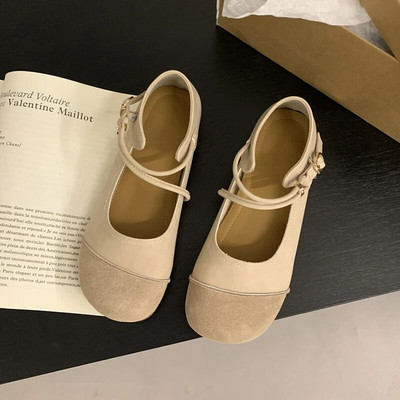 Retro cipele Mary Jane od umjetne kože Ženske balerinke s mekim okruglim prstima Ženske vintage remen s kopčom Plitke mokasine