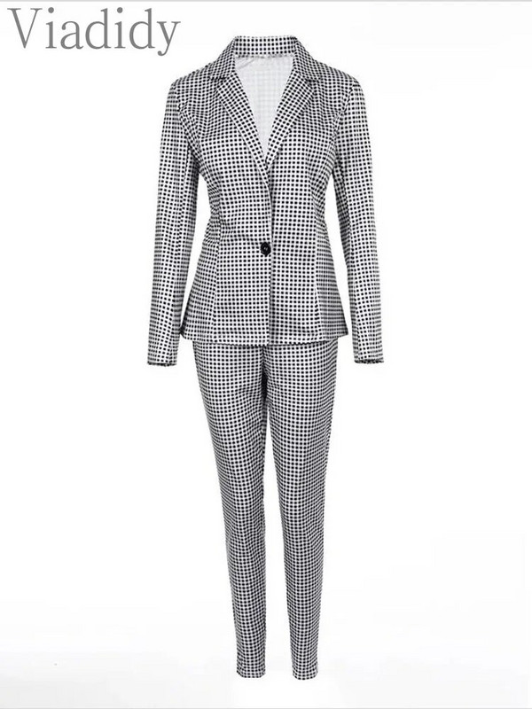 Sieviešu elegants apkakles apkakle ar garām piedurknēm un zīmuļu bikses ar augstu vidukli, 2 gab. komplekts