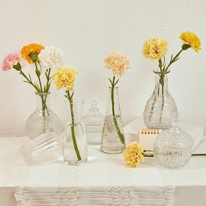 Művirágok Selyemek Szegfűk Piros Csokor Rózsaszín Hamis Virágok Esküvői Fesztiválra Barkácsolás Ajándékfal Anyák napi lakberendezés