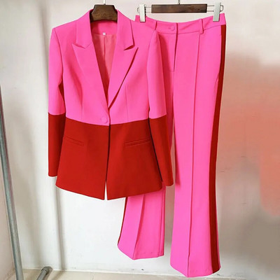 Besplatna dostava Elegantni blejzer hlače, dvodijelni OL ženski kroj, komplet jakne i hlača s jednim gumbom, modni uredski ured 2022. Novo