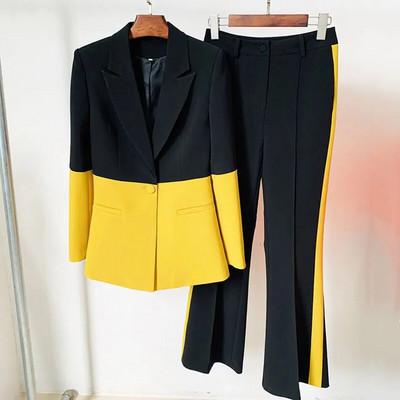 Besplatna dostava Elegantni blejzer hlače, dvodijelni OL ženski kroj, komplet jakne i hlača s jednim gumbom, modni uredski ured 2022. Novo