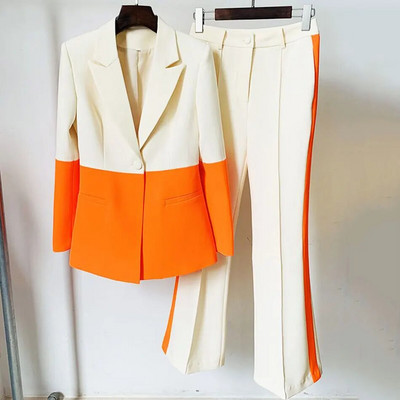 Besplatna dostava Elegantni blejzer hlače, dvodijelni OL ženski kroj, komplet jakne i hlača s jednim gumbom, modni uredski ured 2022. Novo