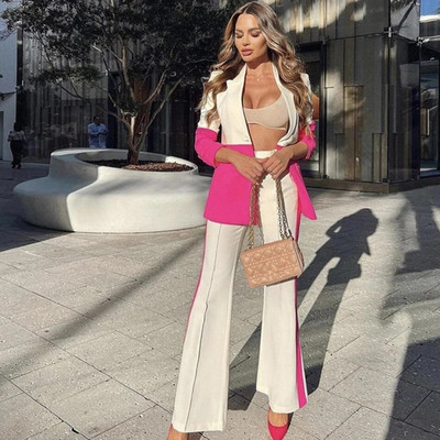 Besplatna dostava Elegantni blejzer hlače, dvodijelni OL ženski kroj, komplet jakne i hlača s jednim gumbom, modni uredski ured 2022. Novo