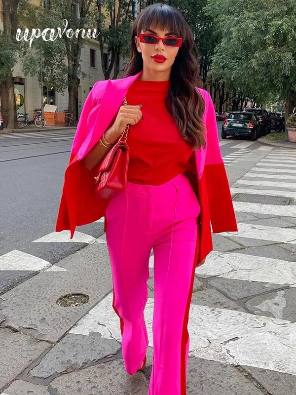 Besplatna dostava Elegantni blejzer hlače, dvodijelni OL ženski kroj, komplet jakne i hlača s jednim gumbom, modni uredski ured 2022. Novo