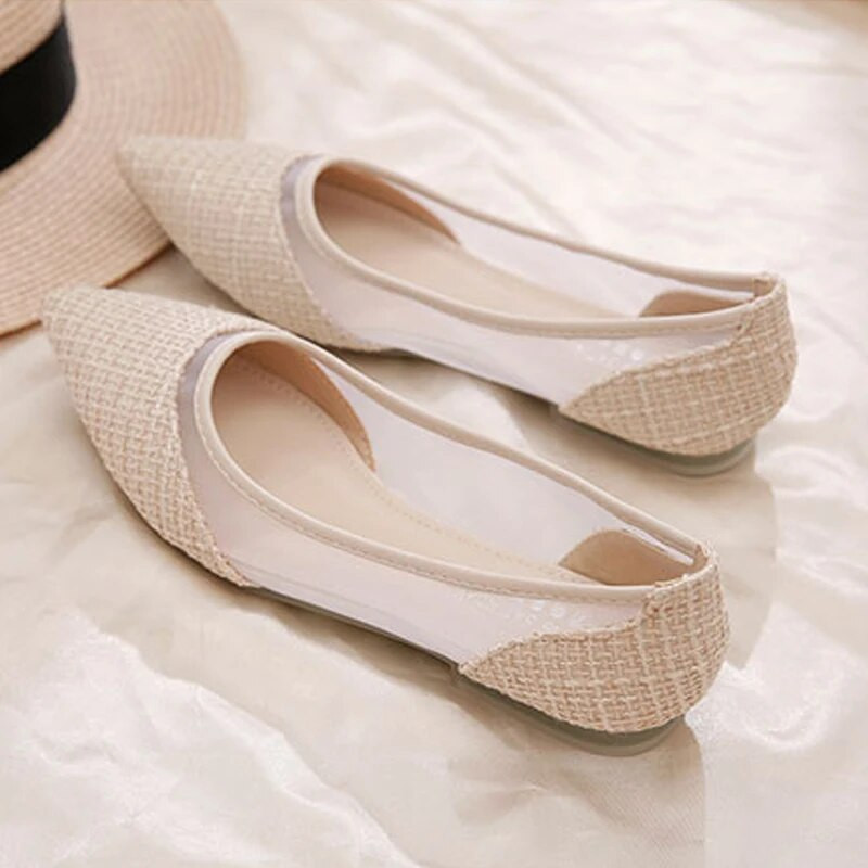 Ženske plesne prozračne mrežaste crne sandale s plitkim ustima, ljetne modne ženske prozirne mekane cipele s ravnom haljinom 35-40