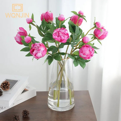 Υψηλής ποιότητας Simulation 2 Heads Bud Core Peony Silk Home Σαλόνι Τραπεζαρία Διακόσμηση γάμου Ψεύτικο τεχνητό λουλούδι