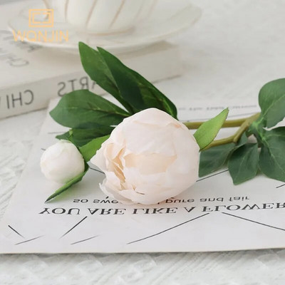 Visokokvalitetna simulacija 2 glave Jezgra pupoljka Svileni božur Kućni dnevni boravak Blagovaonski stol Vjenčana dekoracija Lažni umjetni cvijet