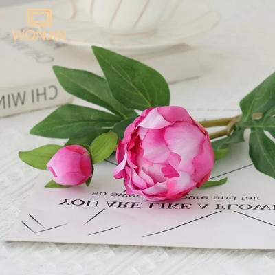 Visokokvalitetna simulacija 2 glave Jezgra pupoljka Svileni božur Kućni dnevni boravak Blagovaonski stol Vjenčana dekoracija Lažni umjetni cvijet