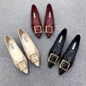 Kontori daamide kingad kevad/sügis, uued 2023 lakknahast madalad lamedad kingad Naiste mustad kontorikarjäär Kerged naiste kingad