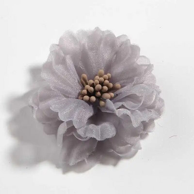 10PCS 5CM 2" Ljepota šifon Umjetno cvijeće za kosu Blossom sa šibicama za buket svadbene zabave Kućni DIY ukrasi