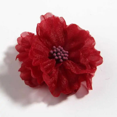 10PCS 5CM 2" Ljepota šifon Umjetno cvijeće za kosu Blossom sa šibicama za buket svadbene zabave Kućni DIY ukrasi