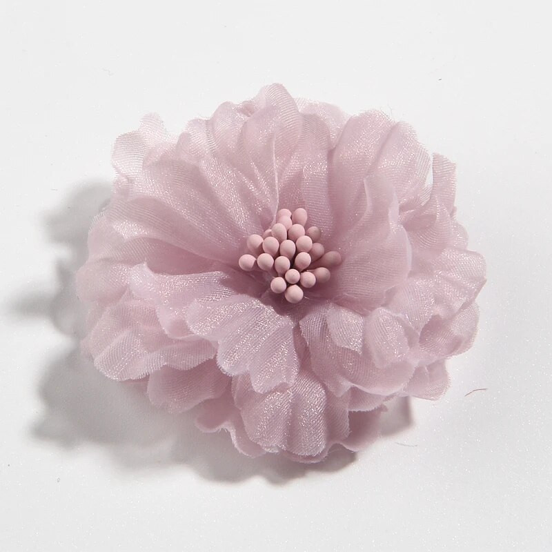 10PCS 5CM 2" Ljepota šifon Umjetno cvijeće za kosu Blossom sa šibicama za buket svadbene zabave Kućni DIY ukrasi