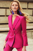 Fuchsia ženski komplet Ženska odijela s hlačama Jakna+hlače Ženska poslovna odijela Blazer Formalna uredska uniforma Stil ženske hlače Odijelo s hlačama