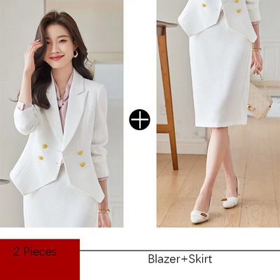 Tesco Elegantni ženski blejzer kompleti suknji za uredske dame Nepravilan sako Set suknji za profesionalne žene conjunto feminino