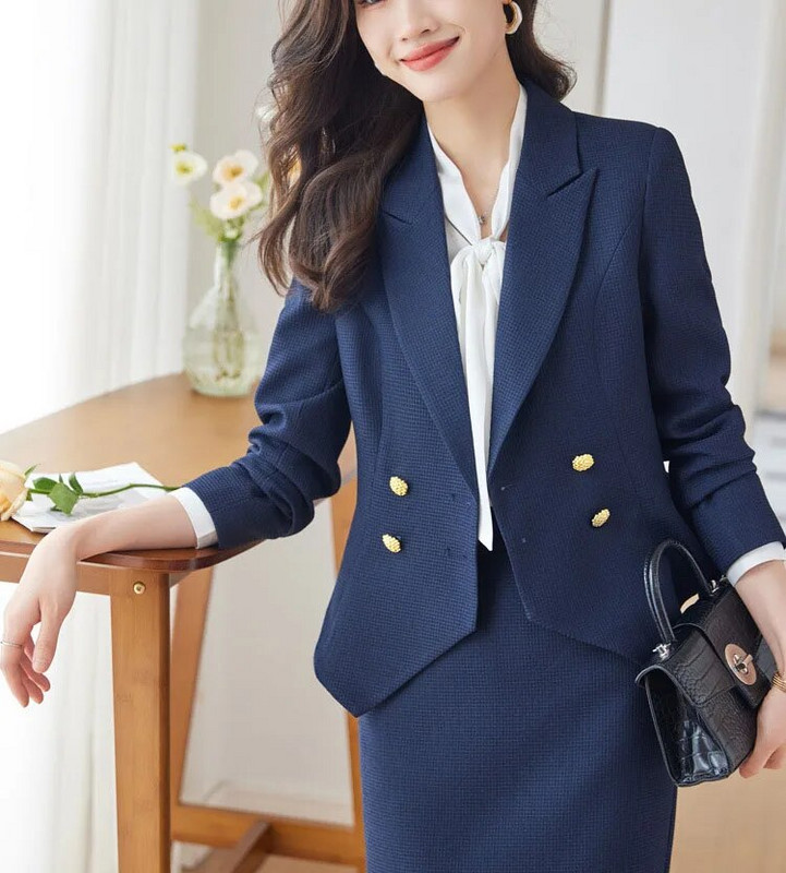 Tesco Elegantni ženski blejzer kompleti suknji za uredske dame Nepravilan sako Set suknji za profesionalne žene conjunto feminino