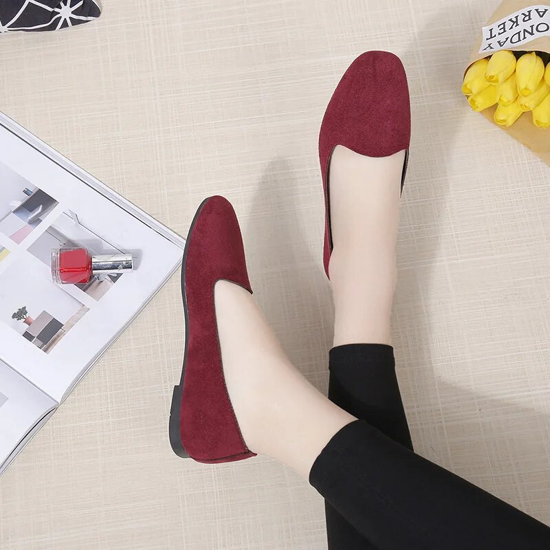 Ženske cipele za slobodno vrijeme Balerinke s četvrtastim vrhom Ženske cipele za čamac Ženske udobne mokasine Mokasine od antilop kože Mokasine za trudnice