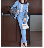 Tesco Ležerno žensko odijelo 2-dijelni sako dugih rukava Pencil Hlače za ured Profesionalno žensko odijelo Modno odijelo