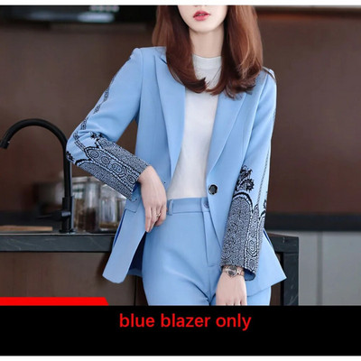 Tesco Ležerno žensko odijelo 2-dijelni sako dugih rukava Pencil Hlače za ured Profesionalno žensko odijelo Modno odijelo