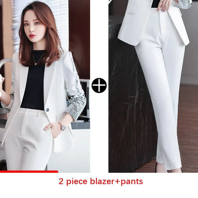 Tesco Ležerno žensko odijelo 2-dijelni sako dugih rukava Pencil Hlače za ured Profesionalno žensko odijelo Modno odijelo