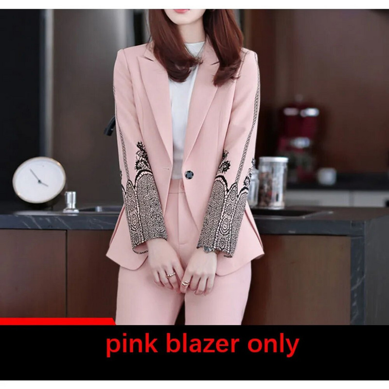 Tesco Ležerno žensko odijelo 2-dijelni sako dugih rukava Pencil Hlače za ured Profesionalno žensko odijelo Modno odijelo