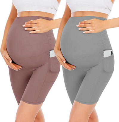 2 kom. Ljetne tanke kratke tajice za trudnice Bešavne gaćice visokog struka Odjeća za trudnice Vruće kratke hlače za trudnice