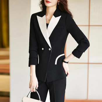 Tesco γυναικείο φθινοπωρινό κοστούμι αντίθεσης συνονθύλευμα χρώματος blazer κοστούμι για κυρία Επίσημο επαγγελματικό κοστούμι για γυναίκες Φορέστε blazer mujer
