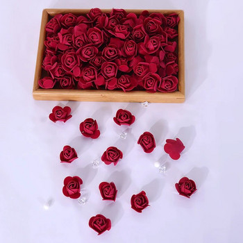 500 бр. Цвете 3,5 СМ изкуствена пяна PE розови глави Направи си сам рози за Свети Валентин Сватбена декорация на кутия за бонбони Материали за цветя